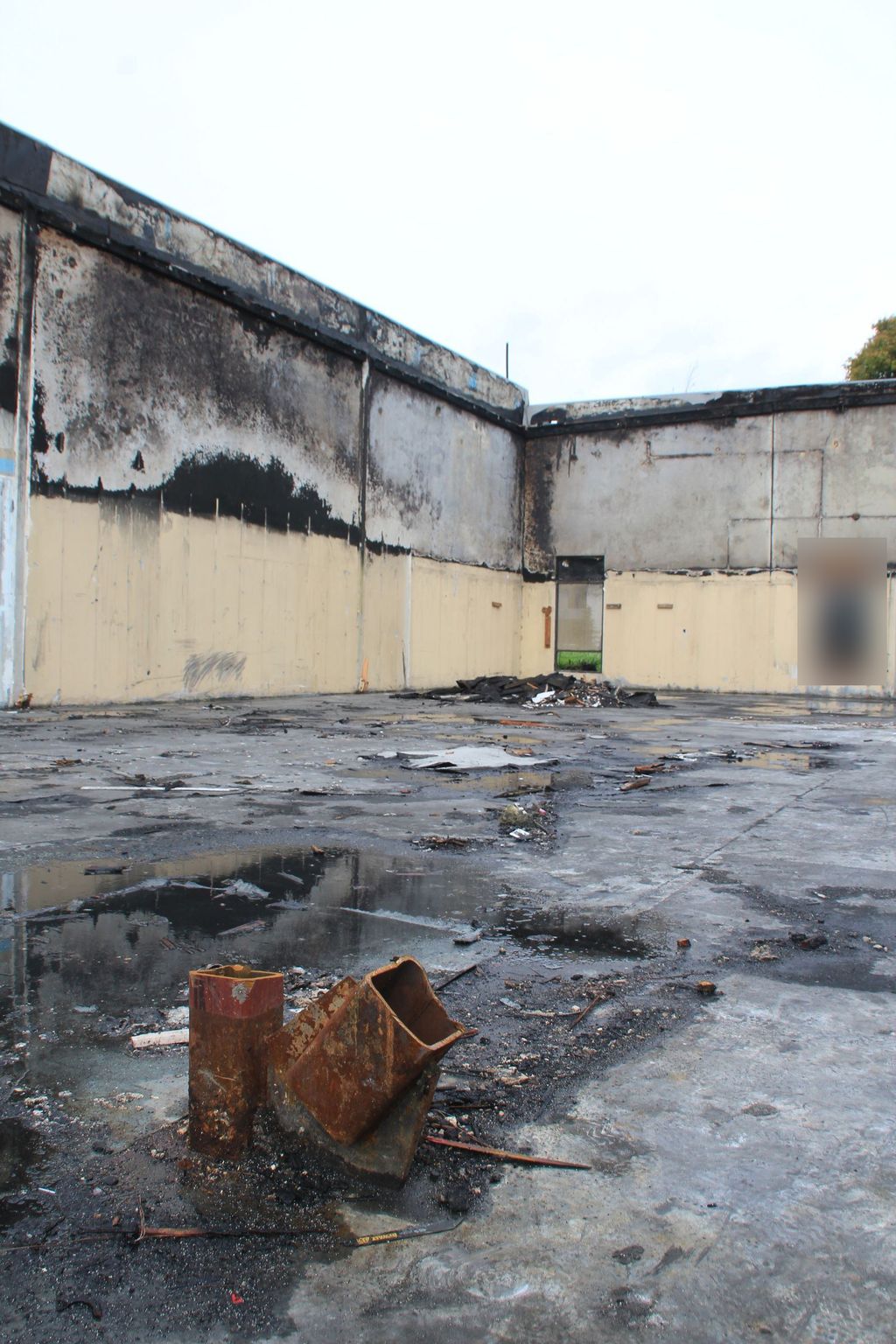 Fire-damaged building interior, Fremont